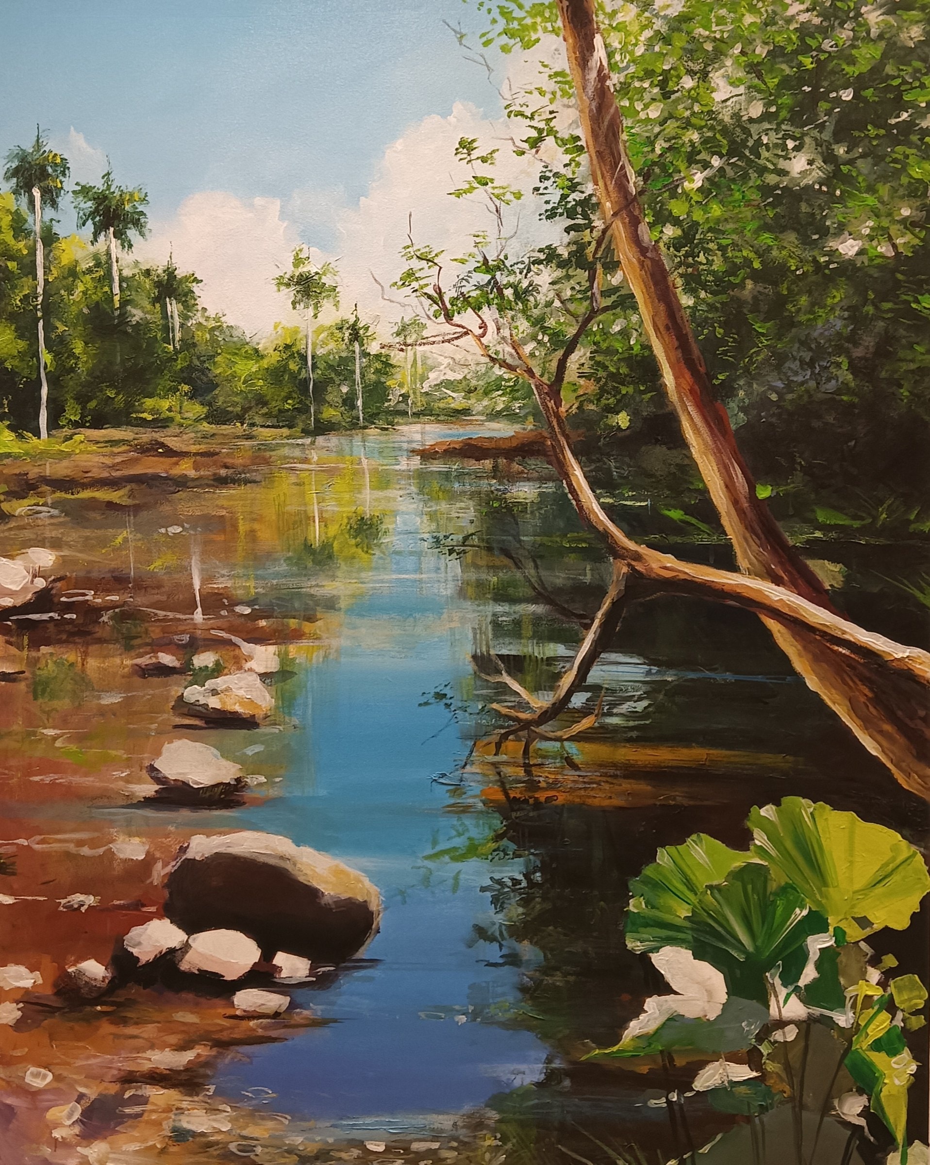 Río entre palmas — obraz Yasniera Rivery
